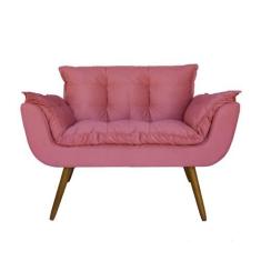 Imagem de Namoradeira Decorativa Estofada Para Consultório Opala Suede Rosa - LM DECOR