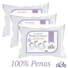 Imagem de Kit 3 Travesseiros Antialérgico Penas de Ganso 50cm x 70cm Daune