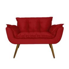 Imagem de Namoradeira Decorativa Estofada Para Recepção Clínica Opala Suede Vermelho - LM DECOR