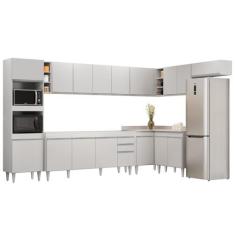 Imagem de Armário de Cozinha Modulada de Canto 9 Peças CP04 Balcão Branco - Lumi