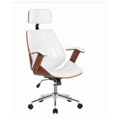 Imagem de Cadeira Office Kopenhagen Presidente, Est. Madeira, B. Cromada, Estofada C/ Revest. PU