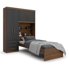 Imagem de Guarda Roupa Solteiro Com Cama E Baú 4 Portas 3 Gavetas Advantage Batrol Ype Wood