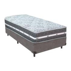 Imagem de Cama Box Cinza E Colchão Black Graphite Molas Ensacadas Solteiro 88x188x27 Anjos