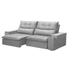 Imagem de Sofá Retrátil Reclinável 3 Lugares 230Cm Moritz F05 Veludo Grafite