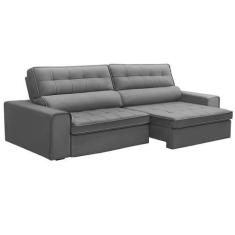 Imagem de Sofá 5 Lugares Retrátil e Reclinável Ravena Veludo Prata - Ferguile