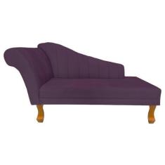 Imagem de Recamier Divã Para Sala Cecilia Pés Retro Castanho 1.60cm Veludo Roxo
