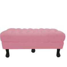 Imagem de Recamier Luis Xv Capitonê Retrô 140cm Suede Rosa Pés Madeira Mz Decor