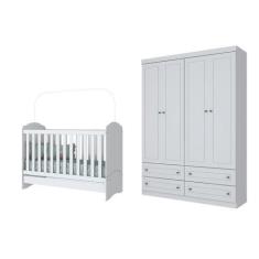 Imagem de Jogo de Quarto com Guarda Roupa Americano e Berço Bala de Menta - FdEC