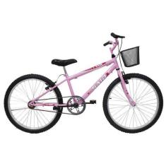 Imagem de Bicicleta Aro 24 Feminina Mono Saidx Sem Marcha Com Cesta, Rosa