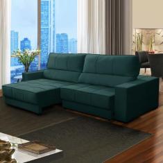 Imagem de Sofá Retrátil 4 Lugares 260 Cm Reclinável Mola Ensacada Orion Veludo V