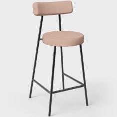 Imagem de Banqueta Baixa Para Cozinha Sala De Jantar Bar Bancada Milão L02 Linho Rosê - Lyam Decor