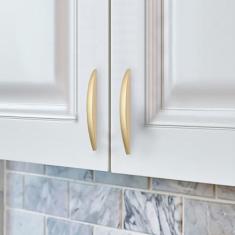 Imagem de ESreake Puxadores de armário de arco sólido de 4 peças, puxadores de armário modernos e elegantes e curvos, criam uma estética espacial, puxadores de gaveta de liga de zinco arqueados (ouro pérola,