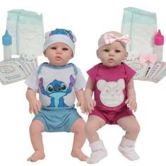 Imagem de Boneca Reborn Gêmeos Abigail Corpo 100% Vinil + Kit Itens - Cegonha Re