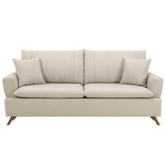 Imagem de Sof  180cm 3 Lugares Com Almofadas P s Curvos Veras Linho D05