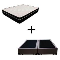 Imagem de Cama Box King 193 - Tecido Sintético Marrom com Colchão Paris - Molas Ensacadas Preto 66x193x203