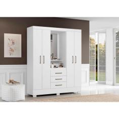 Imagem de Guarda Roupa Casal Capelinha Com Espelho Paris Branco - Aramóveis