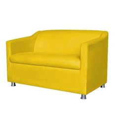 Imagem de Namoradeira Decorativa Tilla Pés Cromados Suede Amarelo - DS Estofados