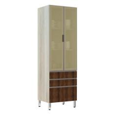 Imagem de Paneleiro 70cm Vidro Bronze Luci Legno Crema C/ Dourado