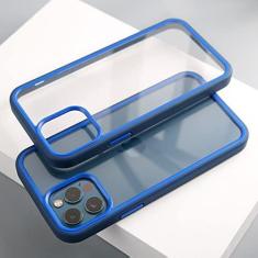Imagem de Capa transparente de luxo com duas cores para iPhone 13 12 11 Mini Pro Max 7 8 Plus XS X XR SE2020 Capa de armadura à prova de choque de silicone macio, marinho, para iPhone 7