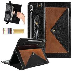 Imagem de Dteck Capa para Galaxy Tab S9 FE Plus/S9 Plus/S8 Plus/S7 FE/S7 Plus, capa inteligente dobrável de couro PU, suporte de caneta, alça de mão para dormir/despertar automaticamente, capa protetora,