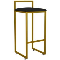 Imagem de Banqueta Alta Cozinha Hanna L02 Dourado Suede Preto