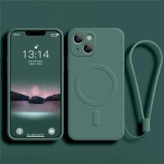 Imagem de Capa de silicone líquido para iphone 15 11 13 12 14 pro max xr xs plus telefone magnético capa de carregamento sem fio, verde, para iphone 12promax