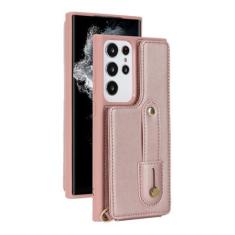 Imagem de Capa de telefone de couro crossbody para Samsung Galaxy S24 Plus S23 S22 Ultra A15 A35 A55 A54 A14 A34 A53 Carteira com capa de suporte de cartão, rosa, para Galaxy S24 Ultra