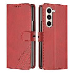 Imagem de Capa compatível com Samsung Galaxy Z Fold 5 2023, capa carteira de couro PU capa de telefone flip magnética capa de couro fólio porta-cartões [capa interna de TPU à prova de choque] Capa protetora