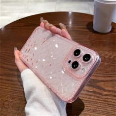 Imagem de Capa de telefone transparente com padrão de diamante para iPhone 14 13 12 11 Pro Max X XR XS Max 14 Pro com lente brilhante capa traseira macia, T2, para iPhone 14 Plus