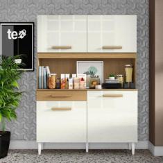 Imagem de Cozinha Compacta 4 Portas 1 Gaveta Marina Aramóveis, Atacama/Off White