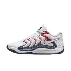 Imagem de Nike Tênis de basquete KD17 (FJ9487-101, branco/vermelho universitário), Branco/vermelho universitário/obsidiana, 41