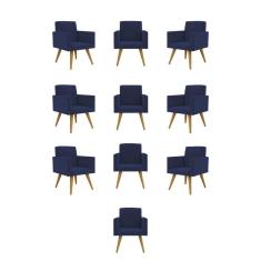 Imagem de Kit 10 Cadeiras Poltronas Decorativa - Escritório - Recepção Cor:azul Marinho