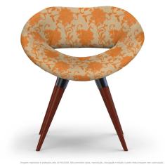 Imagem de Poltrona Beijo Floral Laranja E Marrom Cadeira Decorativa Com Base Fixa
