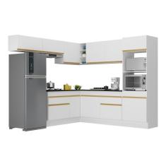 Imagem de Armário De Cozinha Completa De Canto V2105 Branco Dourado