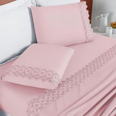 Imagem de Jogo De Cama Casal Queen London Bordado Inglês 200 Fios 4Pç Super Maci