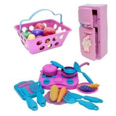 Imagem de Cozinha Jantar Geladeira Brinquedo Criança Mercadinho 30Pç - Master To