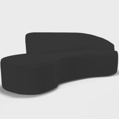 Imagem de Sofá 3 Lugares Curvo Sala de Estar Living Firenze Direito D02 Corano Preto 180 cm C-05 - Lyam