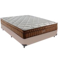 Imagem de Cama Box Bege e Colchão Anjos Star Pillow In Molas Ensacadas Casal Anj