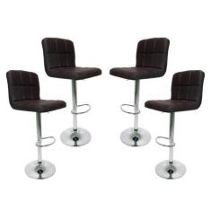 Imagem de Kit 4 Banquetas Cadeiras Altas Com Encosto Alto Estofado Para Cozinha 