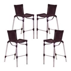 Imagem de Kit 4 Banquetas Fortaleza Em Alumínio Alta Edícula Cozinha Tabaco