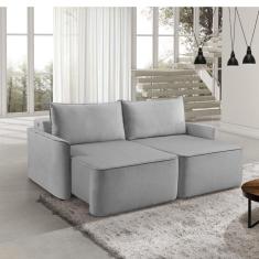 Imagem de Sofá Retrátil 220cm com Kit Entrada USB 4 Lugares Moon 2323 Estofart Cinza