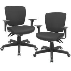 Imagem de Kit 02 Cadeiras De Escritório Executiva Office Giratória Preto Baixa F