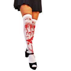 Imagem de Meia 7/8 Longa Adulto Festa Fantasia Halloween: Modelo Branca Manchada de Sangue
