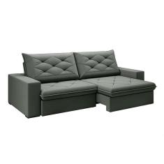 Imagem de Sofá 5 Lugares Retrátil E Reclinável Flexforma Premier Veludo Cinza 290 Cm