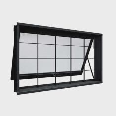 Imagem de Janela de Aço Maximo Ar com Grade Quadrada 60x60x12cm Facilitá Lucasa