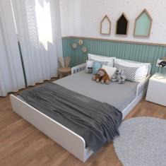 Imagem de Cama Infantil Montessoriana Casal New Cori Yescasa Branco/Cinza Cristal