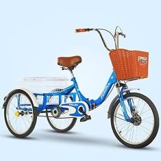 Imagem de Triciclo adulto 50 cm bicicleta de 3 rodas com cesta de compras bicicleta triciclo bicicleta para compras esportes ao ar livre homens mulheres piquenique ciclismo pedalar