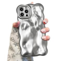 Imagem de UEEBAI Capa para iPhone 13 Pro Max 6,7 polegadas, linda cor sólida encaracolado forma onda à prova de choque macio bumper capa de telefone amortecedor macio ondulado 3D silicone 3D capa bonita não