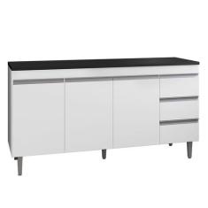 Imagem de Balcão De Cozinha Andréia Branco Com Tampo 150 Cm Preto Fosco  Ajl - A