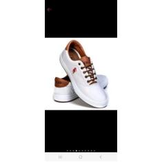 Imagem de Tenis Masculino Polo Sapatênis Social Confortavel branco e marrom